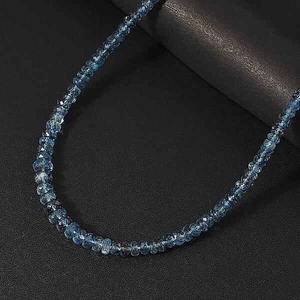 Shop Lc Certified & Appraised Rhapsody AAAA Santa Maria Aquamarine 60.00 Ctw Beaded Necklace In 950 Platinum 18-20 Inches