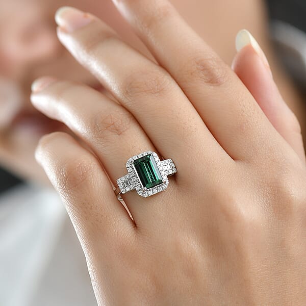 Shop Lc Certified & Appraised Rhapsody AAAA Santa Rosa Tourmaline And E-F VS Diamond 2.67 Ctw Ring In 950 Platinum 7.35 Grams