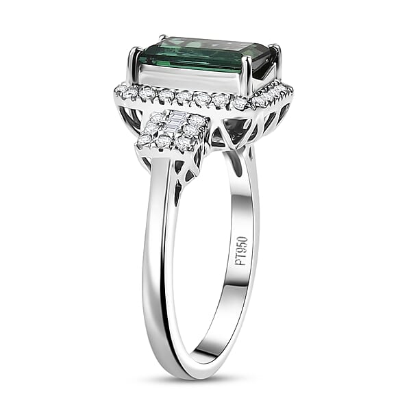 Shop Lc Certified & Appraised Rhapsody AAAA Santa Rosa Tourmaline And E-F VS Diamond 2.67 Ctw Ring In 950 Platinum 7.35 Grams