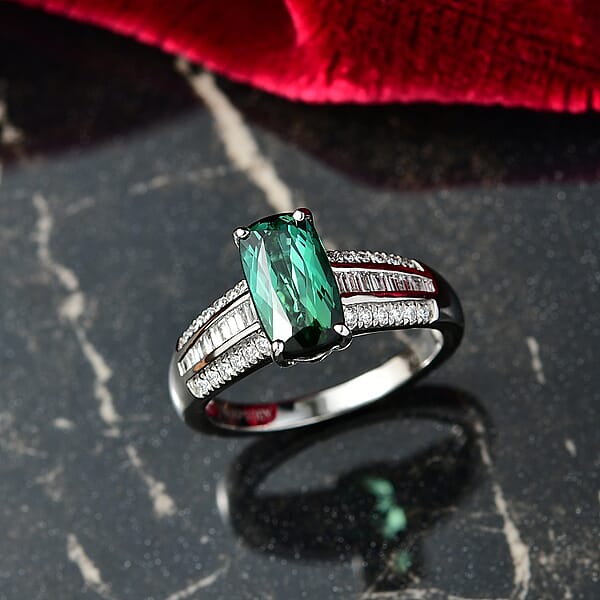Shop Lc Certified & Appraised Rhapsody AAAA Santa Rosa Tourmaline And E-F VS Diamond 2.76 Ctw Ring In 950 Platinum 6 Grams