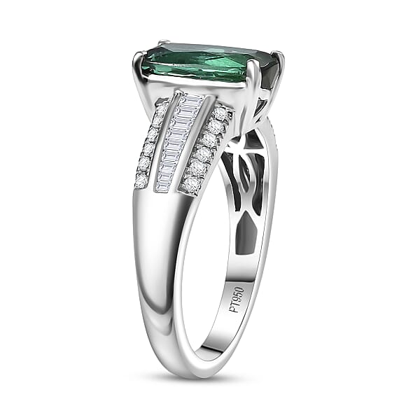 Shop Lc Certified & Appraised Rhapsody AAAA Santa Rosa Tourmaline And E-F VS Diamond 2.76 Ctw Ring In 950 Platinum 6 Grams