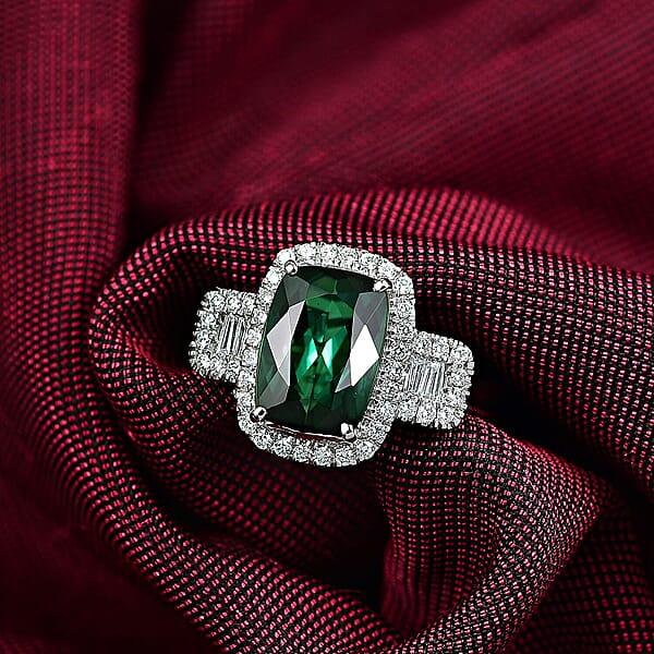 Shop Lc Certified & Appraised Rhapsody AAAA Santa Rosa Tourmaline And E-F VS Diamond 3.63 Ctw Ring In 950 Platinum 6.08 Grams