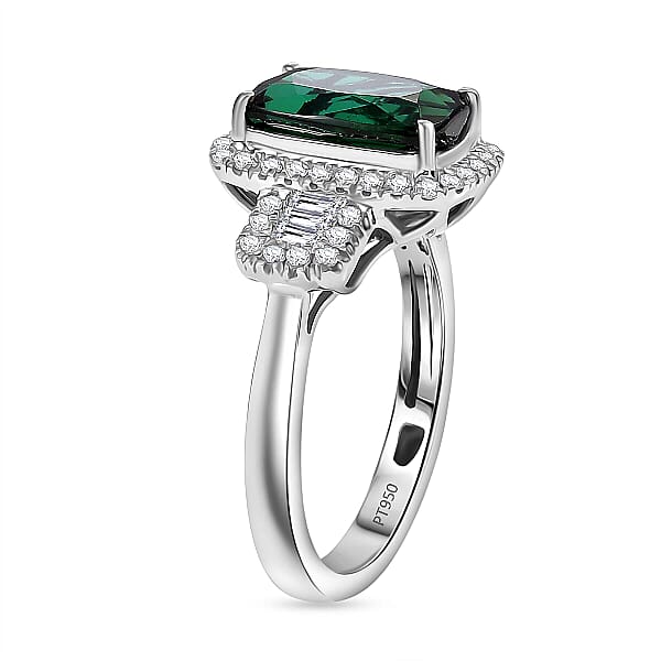 Shop Lc Certified & Appraised Rhapsody AAAA Santa Rosa Tourmaline And E-F VS Diamond 3.63 Ctw Ring In 950 Platinum 6.08 Grams