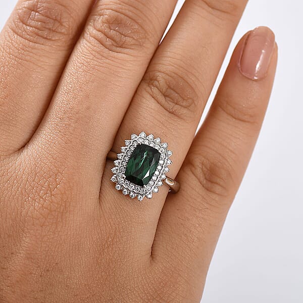 Shop Lc Certified & Appraised Rhapsody AAAA Santa Rosa Tourmaline And E-F VS Diamond 2.93 Ctw Ring In 950 Platinum 7.40 Grams
