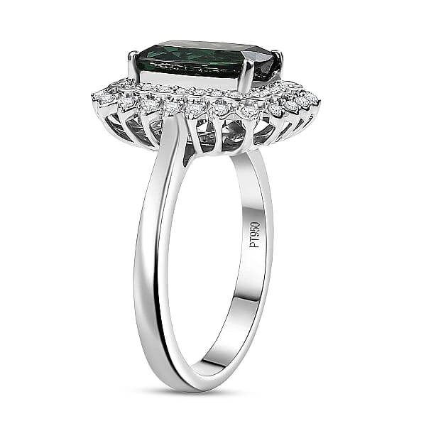 Shop Lc Certified & Appraised Rhapsody AAAA Santa Rosa Tourmaline And E-F VS Diamond 2.93 Ctw Ring In 950 Platinum 7.40 Grams