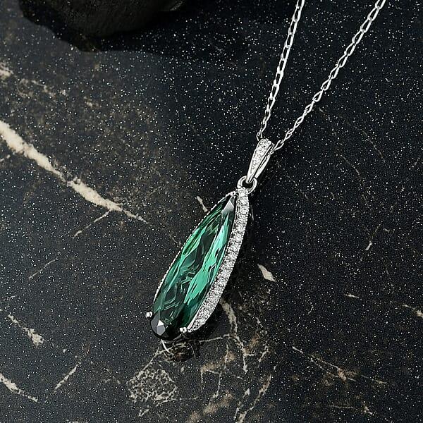 Shop Lc Certified & Appraised Rhapsody AAAA Santa Rosa Tourmaline And E-F VS Diamond 4.78 Ctw Pendant Necklace In 950 Platinum 20 Inches