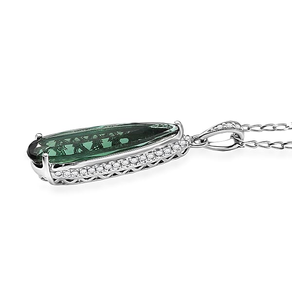 Shop Lc Certified & Appraised Rhapsody AAAA Santa Rosa Tourmaline And E-F VS Diamond 4.78 Ctw Pendant Necklace In 950 Platinum 20 Inches