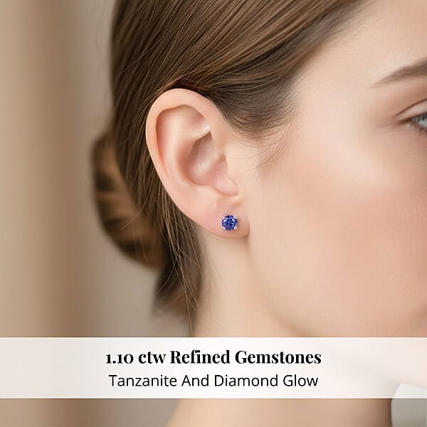 Shop Lc Certified & Appraised Rhapsody AAAA Tanzanite 1.10 Ctw Solitaire Stud Earrings In 950 Platinum