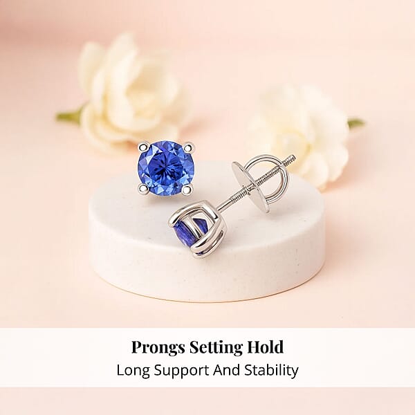 Shop Lc Certified & Appraised Rhapsody AAAA Tanzanite 1.10 Ctw Solitaire Stud Earrings In 950 Platinum