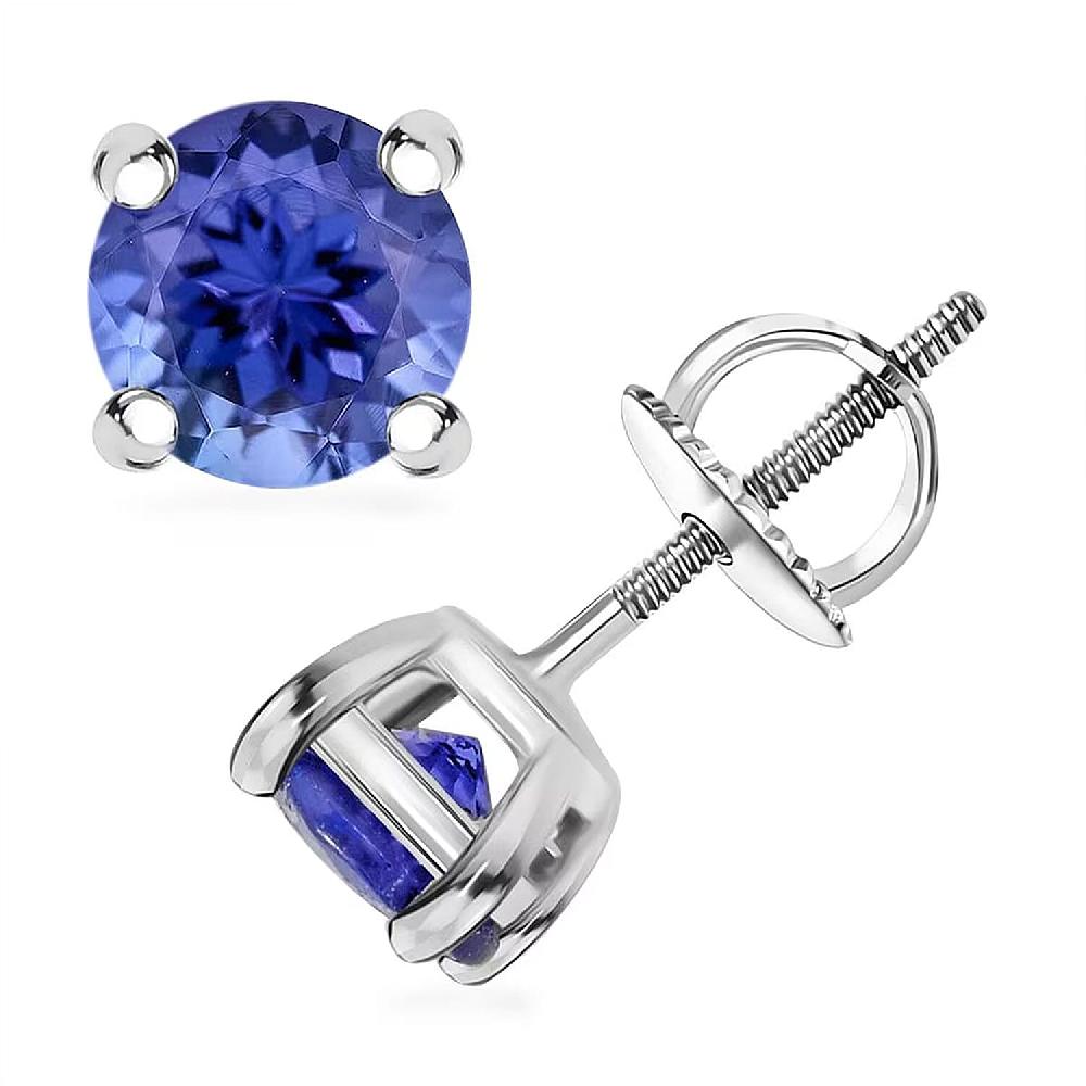 shop lc Certified & Appraised Rhapsody AAAA Tanzanite 1.10 ctw Solitaire Stud Earrings in 950 Platinum