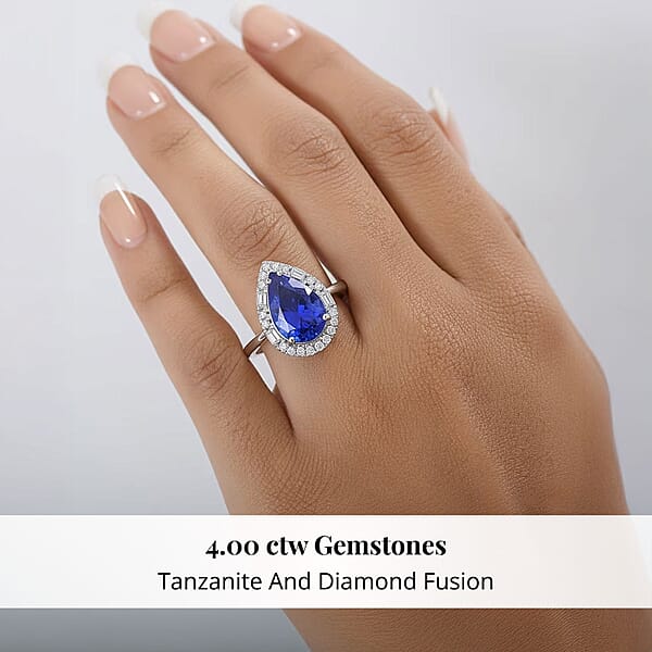 Shop Lc Certified & Appraised Rhapsody AAAA Tanzanite And Diamond E-F VS 4.00 Ctw Ring In 950 Platinum 7.80 Grams
