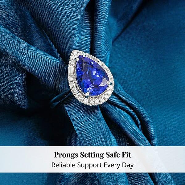 Shop Lc Certified & Appraised Rhapsody AAAA Tanzanite And Diamond E-F VS 4.00 Ctw Ring In 950 Platinum 7.80 Grams
