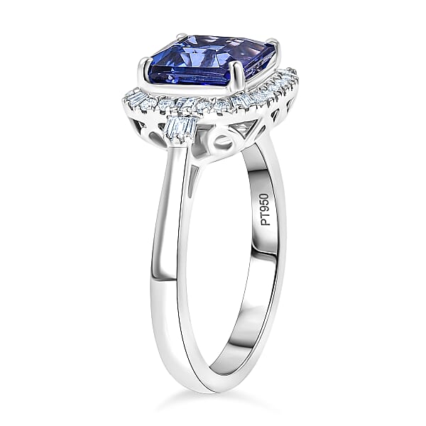Shop Lc Certified & Appraised Rhapsody AAAA Tanzanite And Diamond E-F VS 3.01 Ctw Ring In 950 Platinum 6.10 Grams