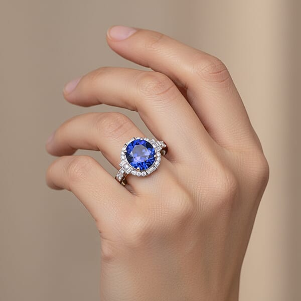 Shop Lc Certified & Appraised Rhapsody AAAA Tanzanite And Diamond E-F VS 4.03 Ctw Art Deco Ring In 950 Platinum 6.83 Grams