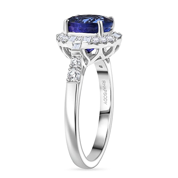 Shop Lc Certified & Appraised Rhapsody AAAA Tanzanite And Diamond E-F VS 4.03 Ctw Art Deco Ring In 950 Platinum 6.83 Grams