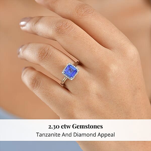Shop Lc Certified & Appraised Rhapsody AAAA Tanzanite And Diamond E-F VS 2.30 Ctw Ring In 950 Platinum 6 Grams