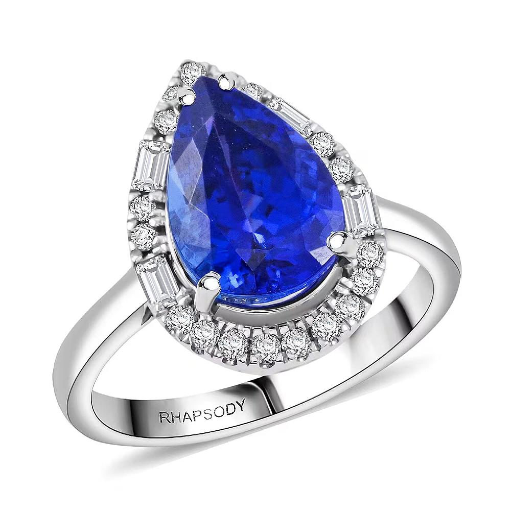 shop lc Certified & Appraised Rhapsody AAAA Tanzanite and Diamond E-F VS 4.00 ctw Ring in 950 Platinum 7.80 Grams