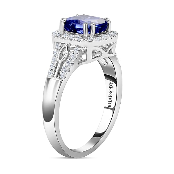 Shop Lc Certified & Appraised Rhapsody AAAA Tanzanite And E-F VS Diamond 2.10 Ctw Ring In 950 Platinum 6.60 Grams