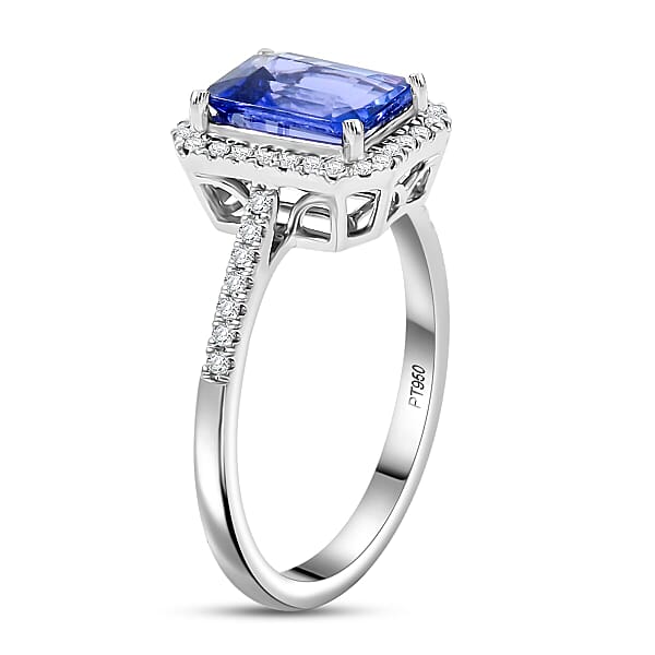 Shop Lc Certified & Appraised Rhapsody AAAA Tanzanite And E-F VS Diamond 3.00 Ctw Ring In 950 Platinum 5.7 Grams