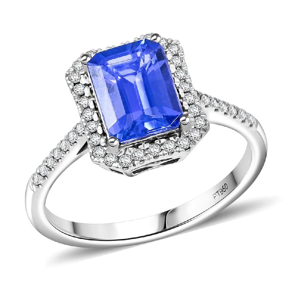 shop lc Certified & Appraised Rhapsody AAAA Tanzanite and E-F VS Diamond 3.00 ctw Ring in 950 Platinum 5.7 Grams