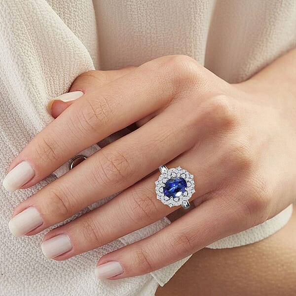 Shop Lc Certified & Appraised Rhapsody AAAA Tanzanite And E-F VS Diamond 3.65 Ctw Ring In 950 Platinum 7.80 Grams