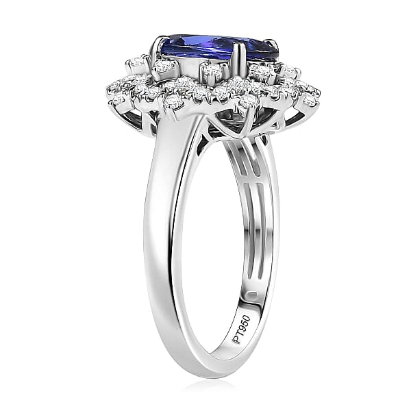 Shop Lc Certified & Appraised Rhapsody AAAA Tanzanite And E-F VS Diamond 3.65 Ctw Ring In 950 Platinum 7.80 Grams