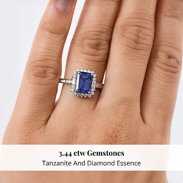 Shop Lc Certified & Appraised Rhapsody AAAA Tanzanite And E-F VS Diamond 3.44 Ctw Ring In 950 Platinum 6 Grams