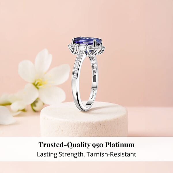 Shop Lc Certified & Appraised Rhapsody AAAA Tanzanite And E-F VS Diamond 3.44 Ctw Ring In 950 Platinum 6 Grams