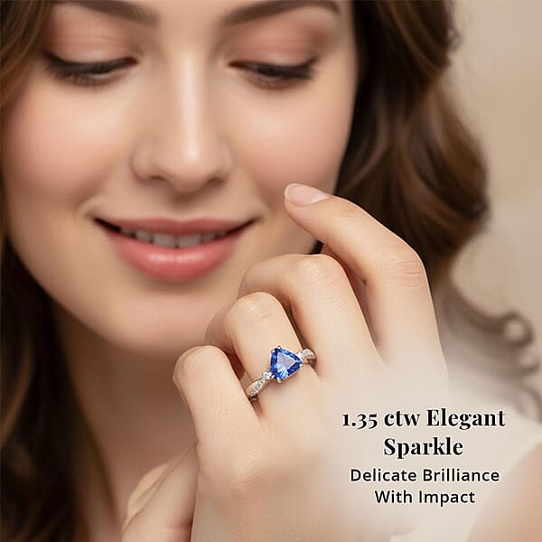 Shop Lc Certified & Appraised Rhapsody AAAA Tanzanite And E-F VS Diamond 1.35 Ctw Ring In 950 Platinum 5 Grams