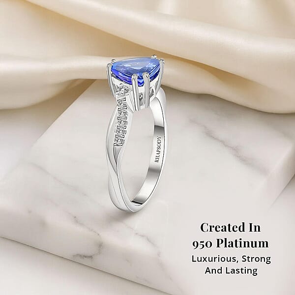 Shop Lc Certified & Appraised Rhapsody AAAA Tanzanite And E-F VS Diamond 1.35 Ctw Ring In 950 Platinum 5 Grams