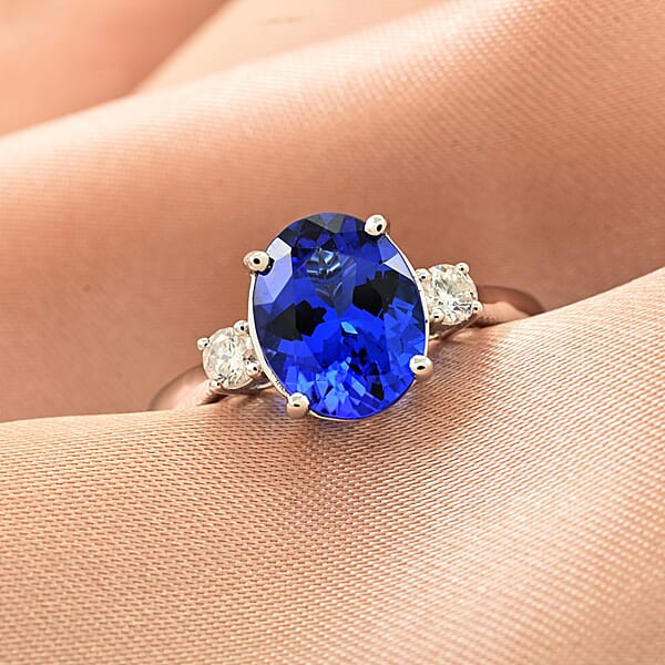 Shop Lc Certified & Appraised Rhapsody AAAA Tanzanite And E-F VS Diamond 3.10 Ctw Ring In 950 Platinum 5.40 Grams