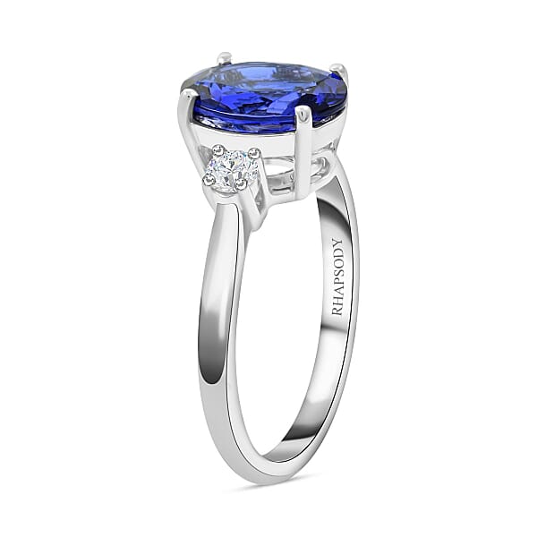 Shop Lc Certified & Appraised Rhapsody AAAA Tanzanite And E-F VS Diamond 3.10 Ctw Ring In 950 Platinum 5.40 Grams