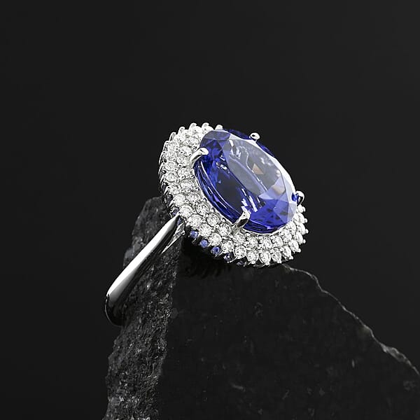 Shop Lc Certified & Appraised Rhapsody AAAA Tanzanite And E-F VS Diamond 5.50 Ctw Ring In 950 Platinum 7.10 Grams