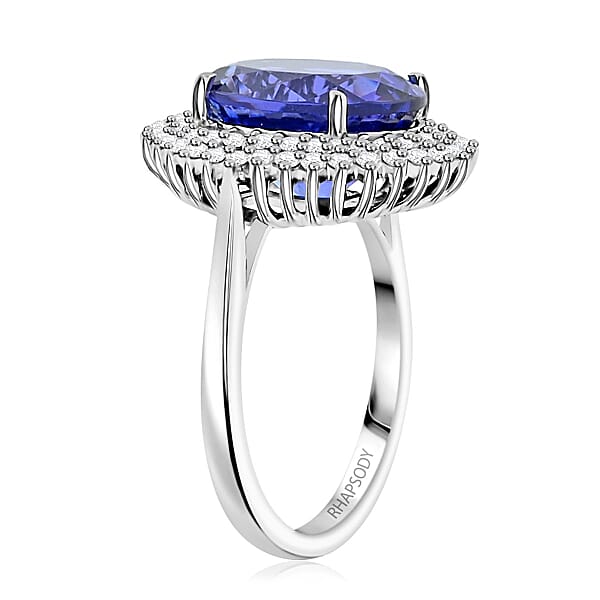 Shop Lc Certified & Appraised Rhapsody AAAA Tanzanite And E-F VS Diamond 5.50 Ctw Ring In 950 Platinum 7.10 Grams