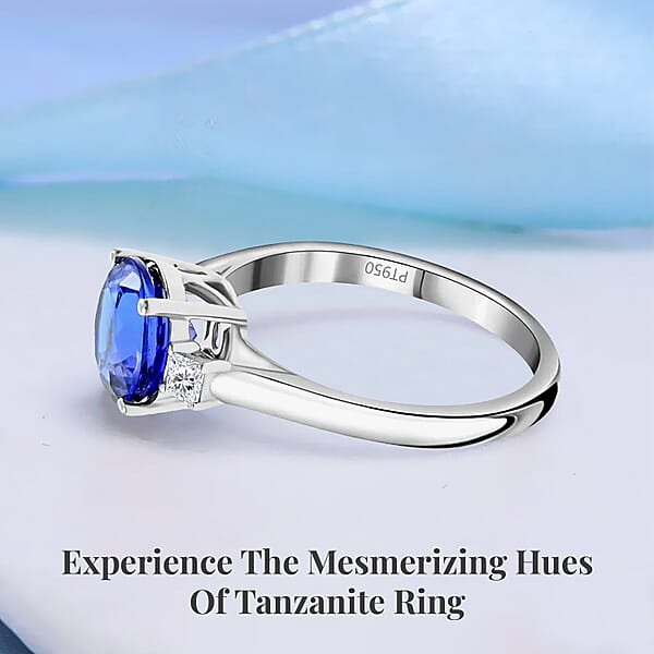 Shop Lc Certified & Appraised Rhapsody AAAA Tanzanite And E-F VS Diamond 2.00 Ctw Ring In 950 Platinum 4.70 Grams