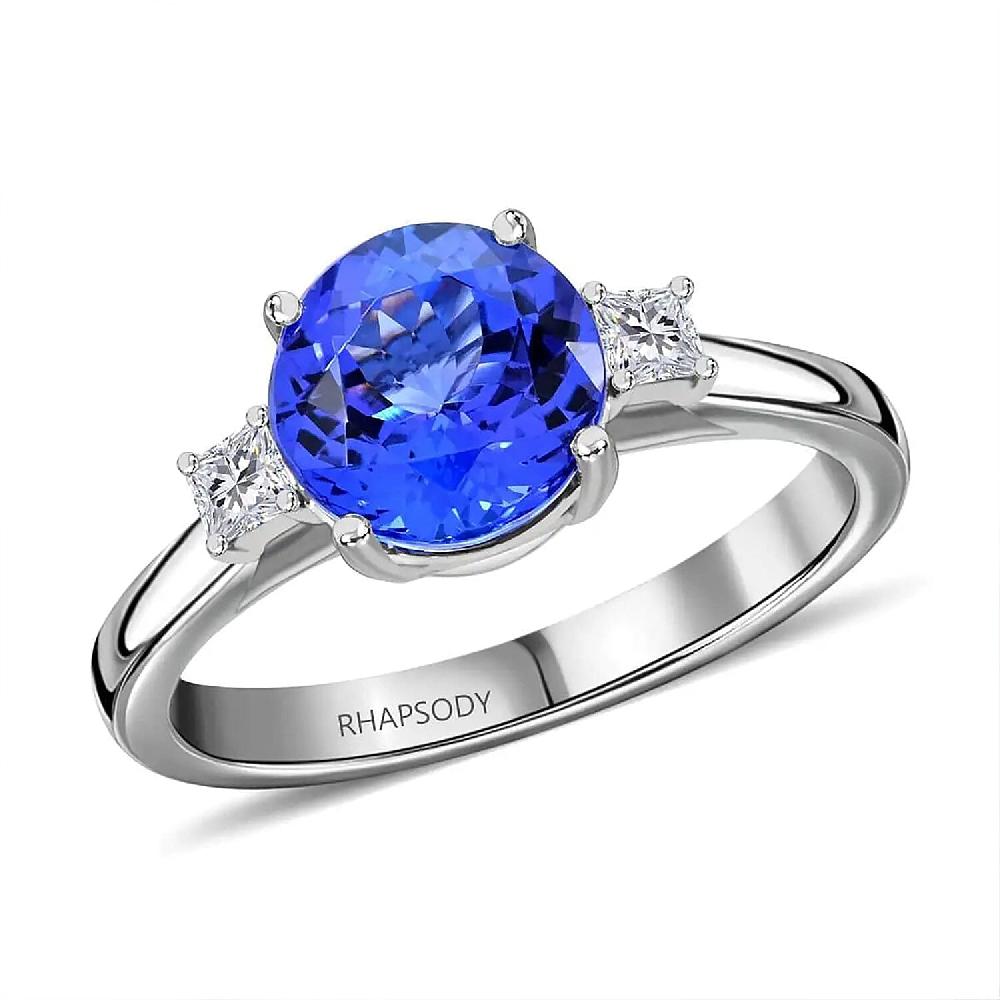 shop lc Certified & Appraised Rhapsody AAAA Tanzanite and E-F VS Diamond 2.00 ctw Ring in 950 Platinum 4.70 Grams