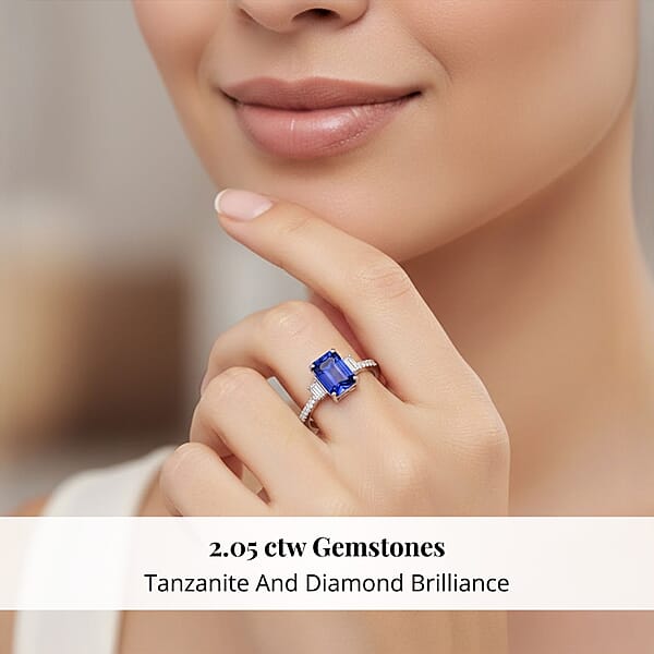 Shop Lc Certified & Appraised Rhapsody AAAA Tanzanite And E-F VS Diamond 2.05 Ctw Ring In 950 Platinum 5.15 Grams
