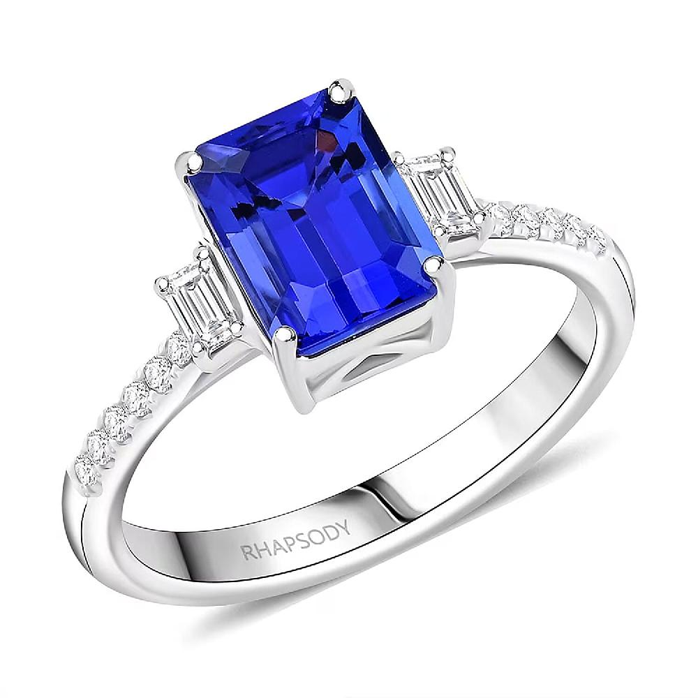 shop lc Certified & Appraised Rhapsody AAAA Tanzanite and E-F VS Diamond 2.05 ctw Ring in 950 Platinum 5.15 Grams