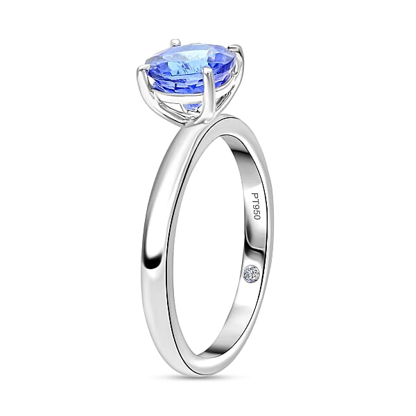 Shop Lc Certified & Appraised Rhapsody AAAA Tanzanite And E-F VS Diamond 1.45 Ctw Ringin 950 Platinum 4.85 Grams