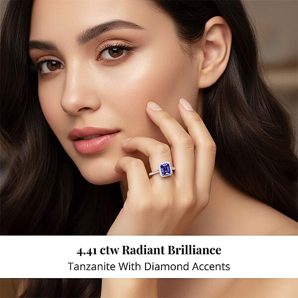 Shop Lc Certified & Appraised Rhapsody AAAA Tanzanite And E-F VS Diamond 4.41 Ctw Ring In 950 Platinum 6.40 Grams (Del. In 10-15 Days)