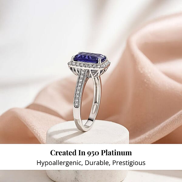Shop Lc Certified & Appraised Rhapsody AAAA Tanzanite And E-F VS Diamond 4.41 Ctw Ring In 950 Platinum 6.40 Grams (Del. In 10-15 Days)