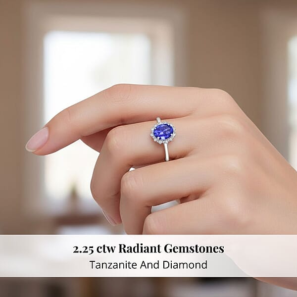Shop Lc Certified & Appraised Rhapsody AAAA Tanzanite And E-F VS Diamond 2.25 Ctw Ring In 950 Platinum 6.20 Grams
