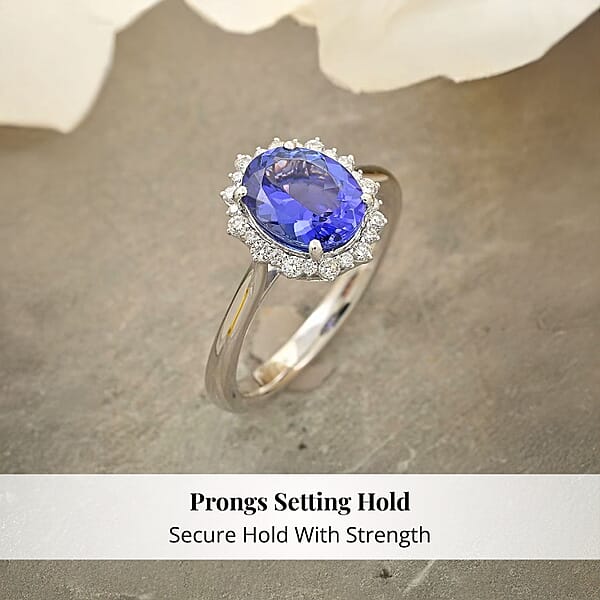 Shop Lc Certified & Appraised Rhapsody AAAA Tanzanite And E-F VS Diamond 2.25 Ctw Ring In 950 Platinum 6.20 Grams