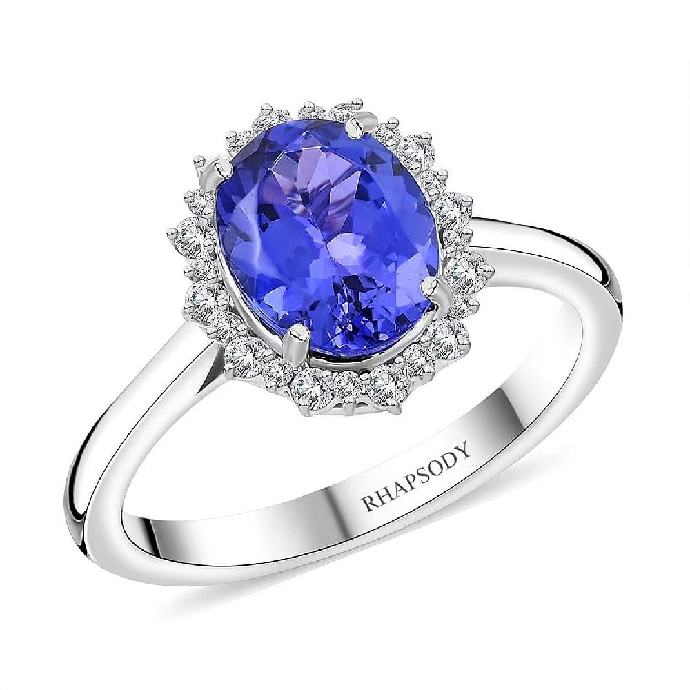 shop lc Certified & Appraised Rhapsody AAAA Tanzanite and E-F VS Diamond 2.25 ctw Ring in 950 Platinum 6.20 Grams