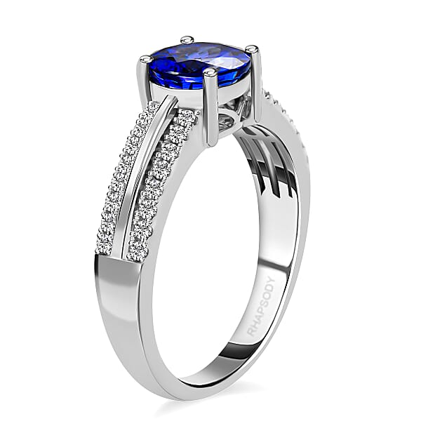 Shop Lc Certified & Appraised Rhapsody AAAA Tanzanite And E-F VS Diamond 1.80 Ctw Ring In 950 Platinum 5.70 Grams