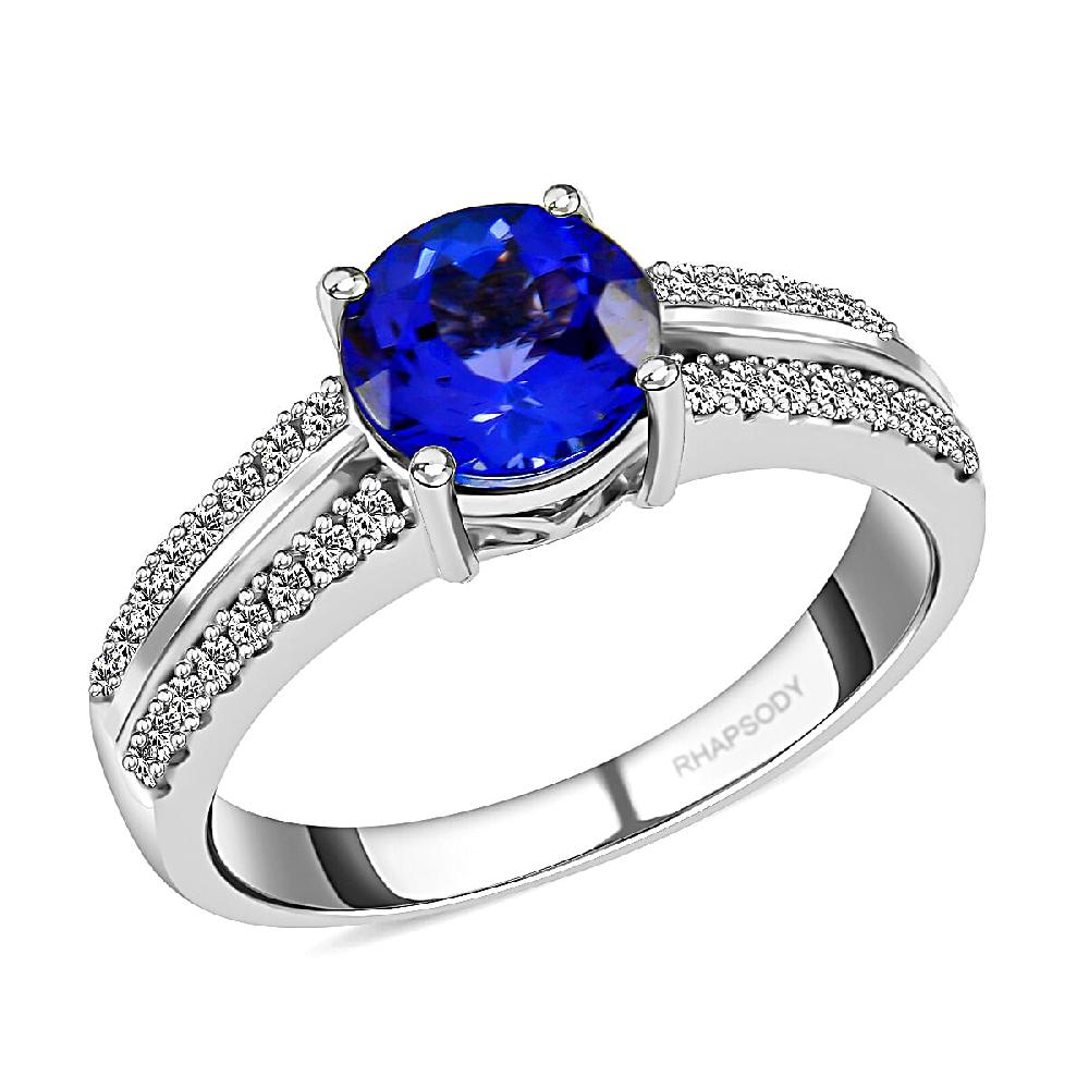 shop lc Certified & Appraised Rhapsody AAAA Tanzanite and E-F VS Diamond 1.80 ctw Ring in 950 Platinum 5.70 Grams