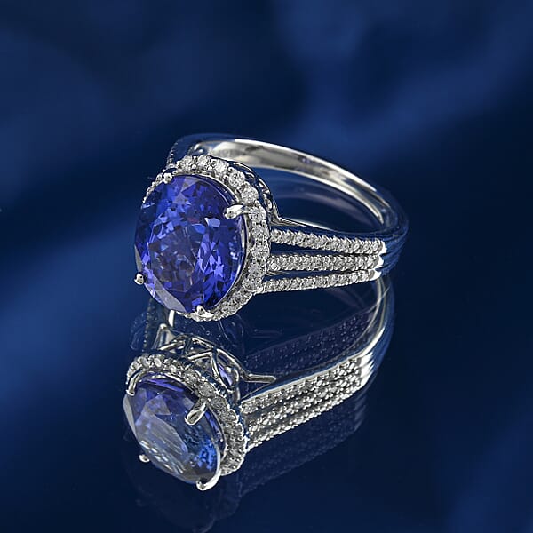 Shop Lc Certified & Appraised Rhapsody AAAA Tanzanite And E-F VS Diamond 4.75 Ctw Ring In 950 Platinum 6.32 Grams