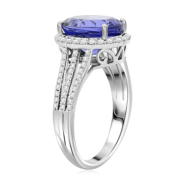 Shop Lc Certified & Appraised Rhapsody AAAA Tanzanite And E-F VS Diamond 4.75 Ctw Ring In 950 Platinum 6.32 Grams