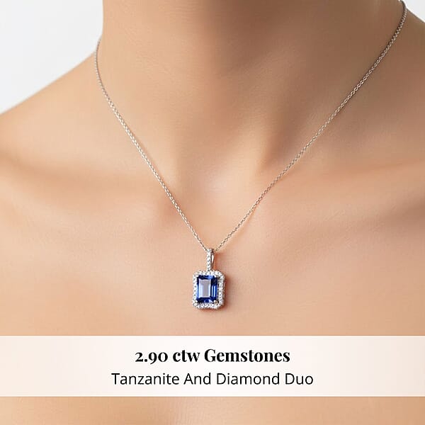 Shop Lc Certified & Appraised Rhapsody AAAA Tanzanite And E-F VS Diamond 2.90 Ctw Pendant Necklace (18 Inches) In 950 Platinum