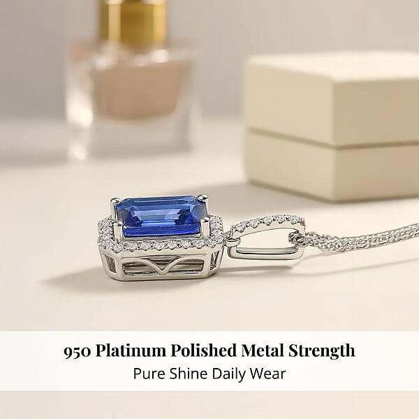 Shop Lc Certified & Appraised Rhapsody AAAA Tanzanite And E-F VS Diamond 2.90 Ctw Pendant Necklace (18 Inches) In 950 Platinum